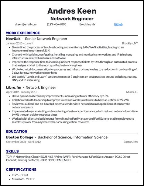 ideal resume format for engineers